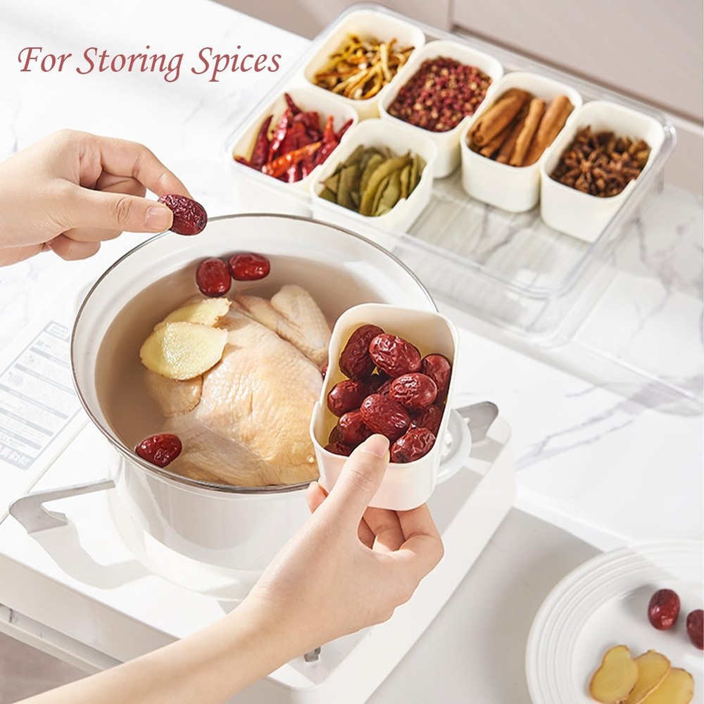 Divided Clear Snackle Box Container, Serving Tray with Lid & Handle