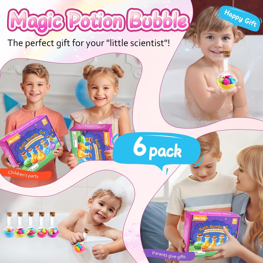 MeCids Magic Potion Bubble Bath Bombs for Kids -Bath Color Tablets Bath Potio...