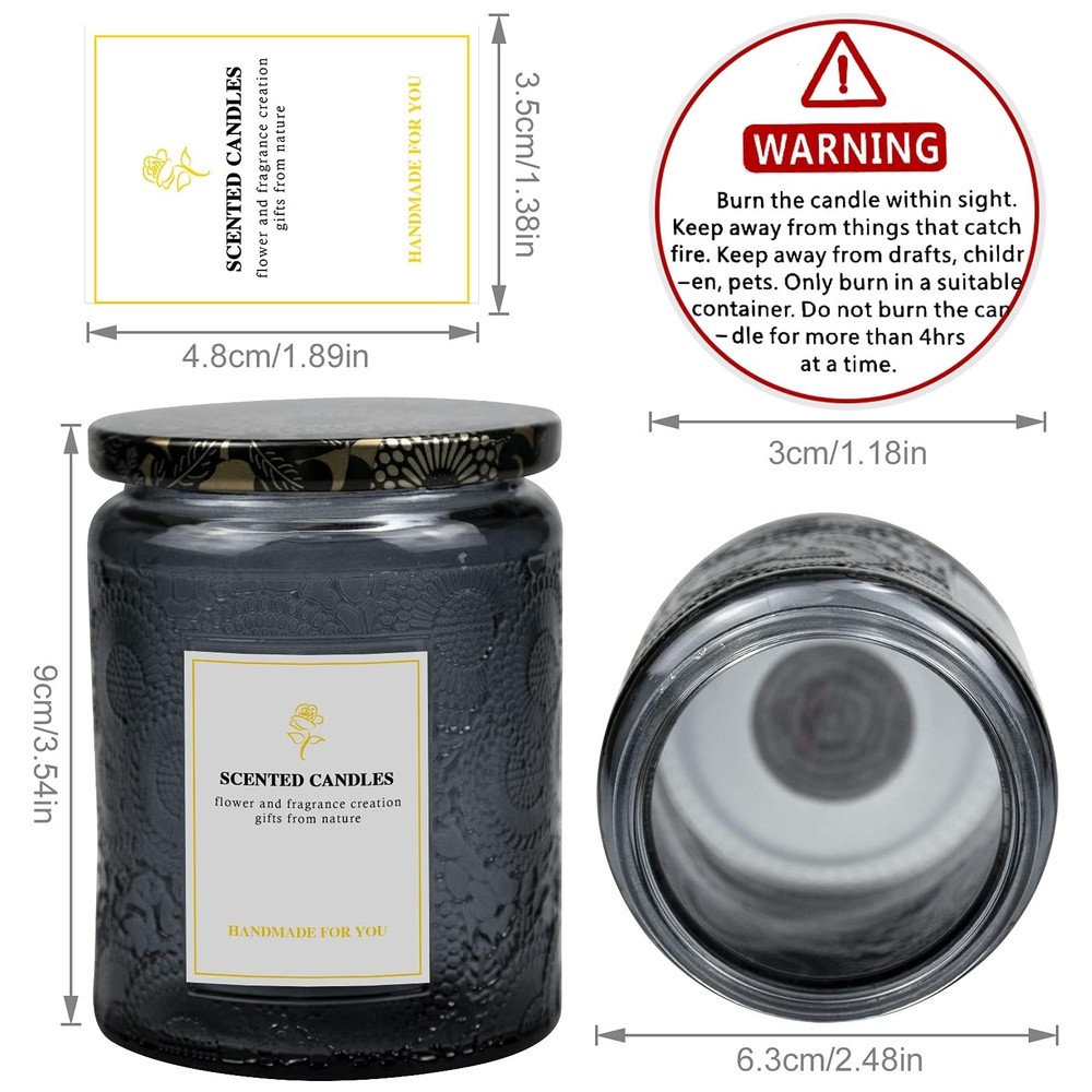 8.8OZ, 9 Pack Embossed Candle Jars for Making Candles, Empty Glass Containers...