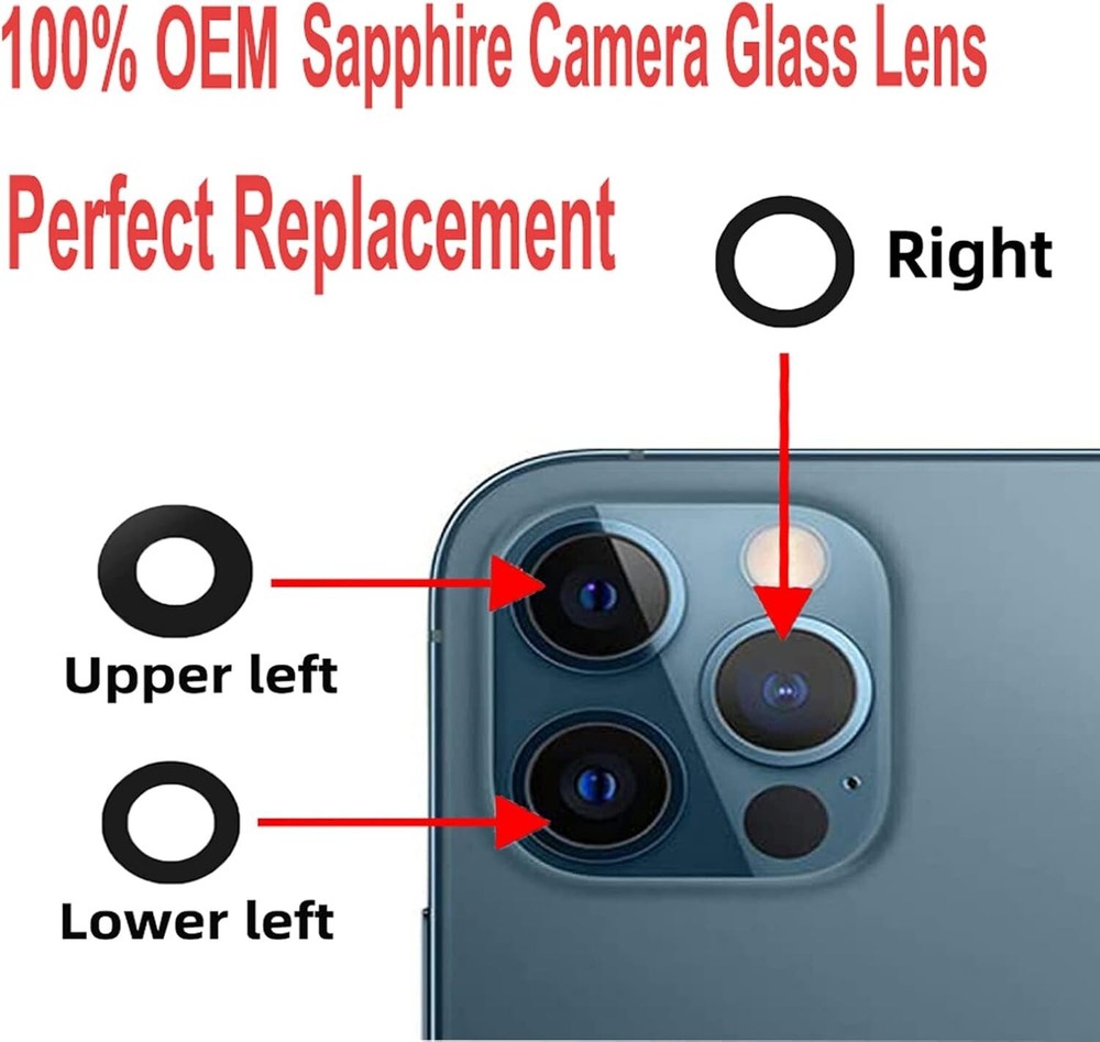 2 Pack for iPhone 12 Pro Max Camera Lens Replacement OEM Original Rear Camera