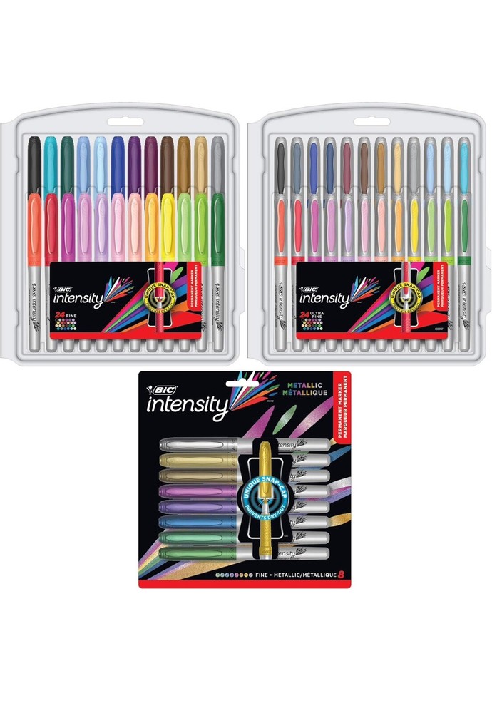 BIC Intensity Permanent Marker Coloring Bundle, Assorted Fine/Ultra Fine Tips...