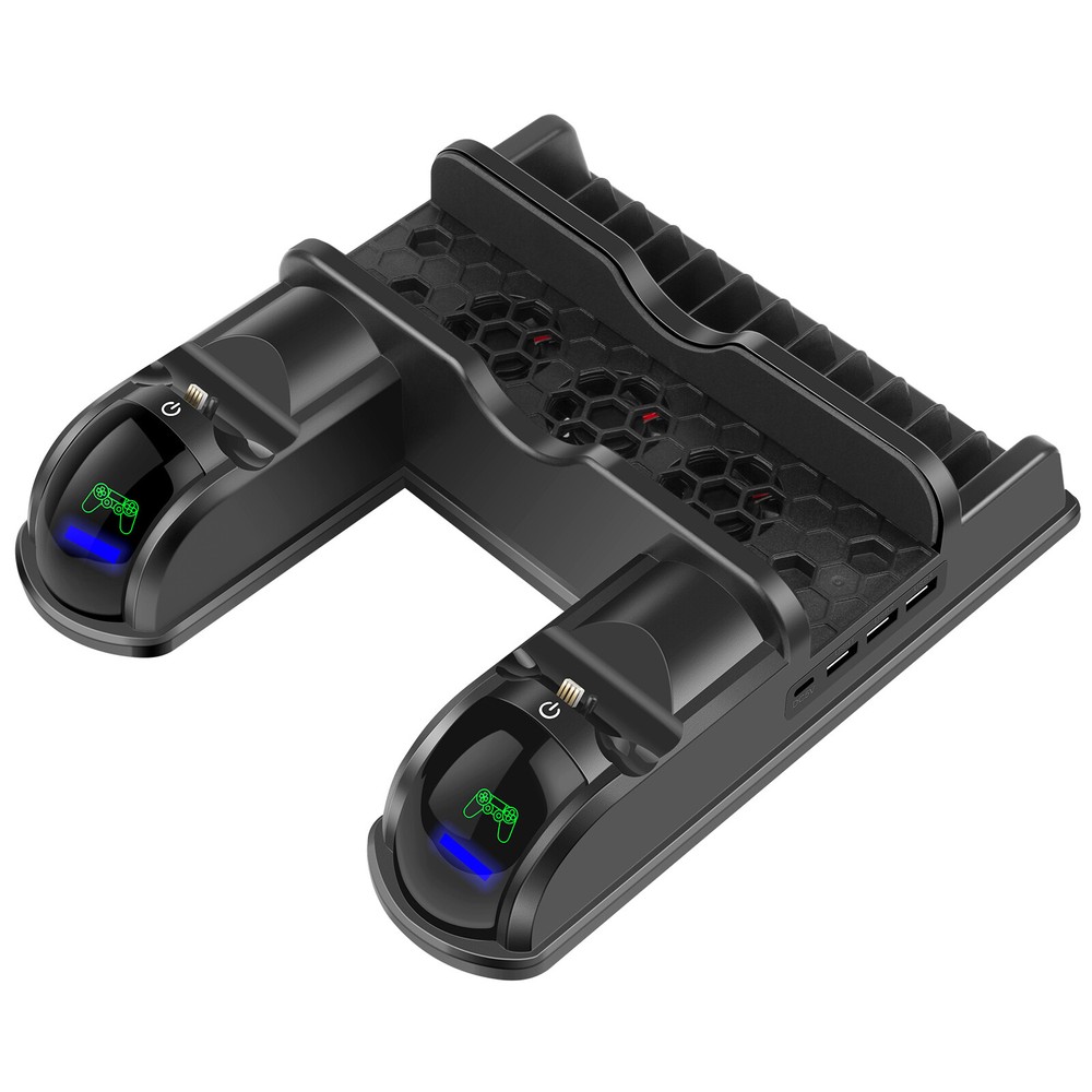 For PS4 Pro / Slim Vertical Stand + Cooling Fan Controller Charging Dock Station