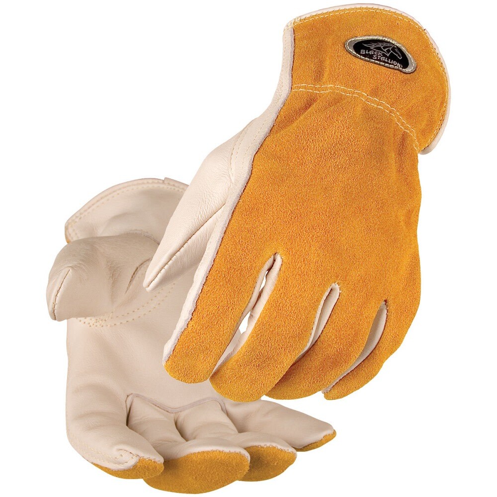 Black Stallion Grain Split Cowhide Made With Kevlar Glove Large