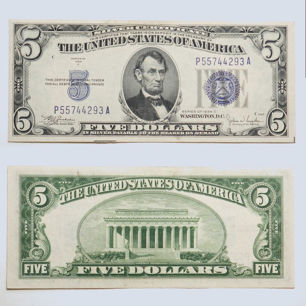 1934-C $5 US Silver Certificate
