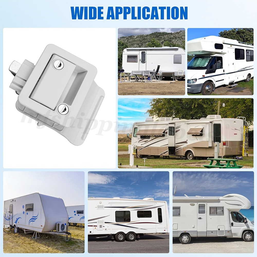 RV Paddle Entry Door Lock Latch Handle Knob Deadbolt For Camper Trailer White