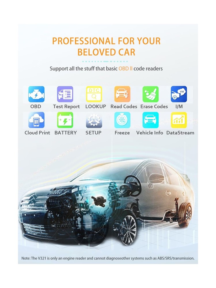 OBD2 Scanner - Car Code Reader Diagnostic Tool for Check Engine Light, Fault ...