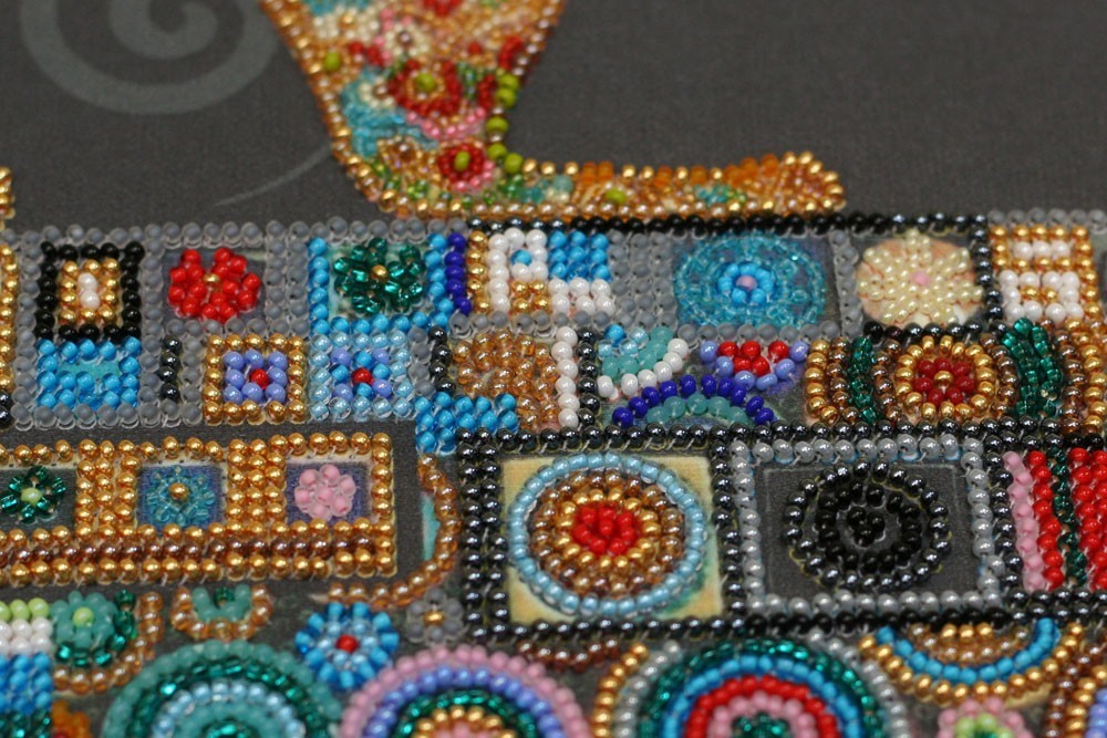 DIY Bead Embroidery Kit "Kitty" Beaded stitching needlepoint beadwork
