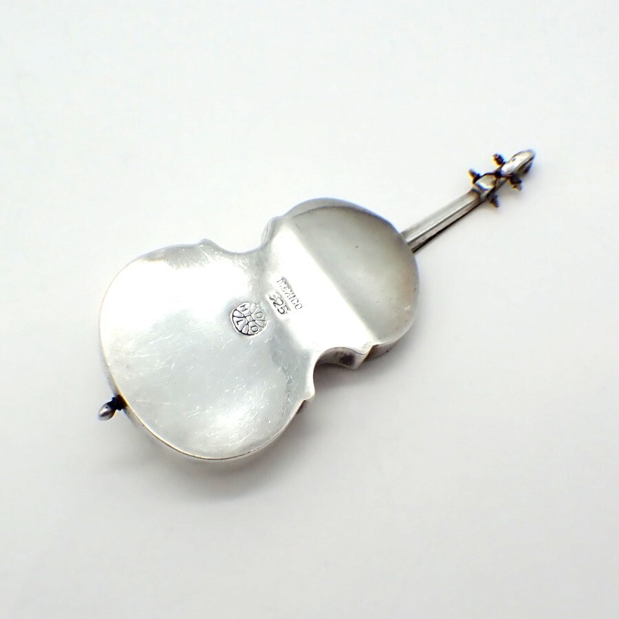 Miniature Violin Figurine Sterling Silver Copper Strings Mexico