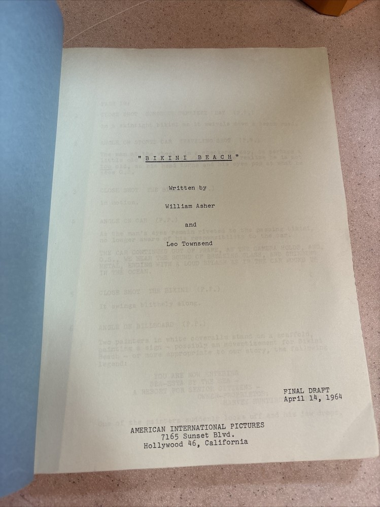 1964 Bikini Beach Script Frankie Avalon Annette Funicello Final Draft April 14