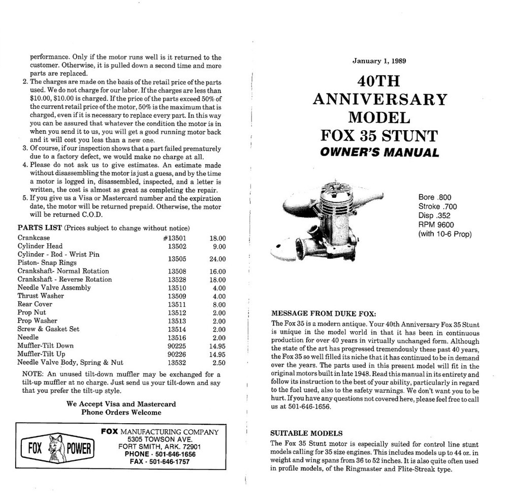 Vintage Model Airplane Engine Instructions