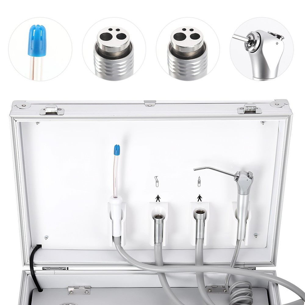 Portable Dental Mobile Delivery Unit Rolling Case Suction Air Compressor System