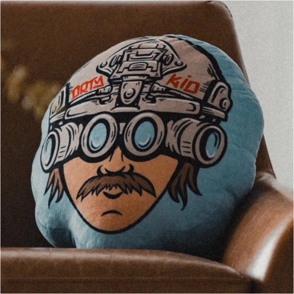DIRTYKID. Cartoon Design Washable Medium Blue Stuffed Pillow
