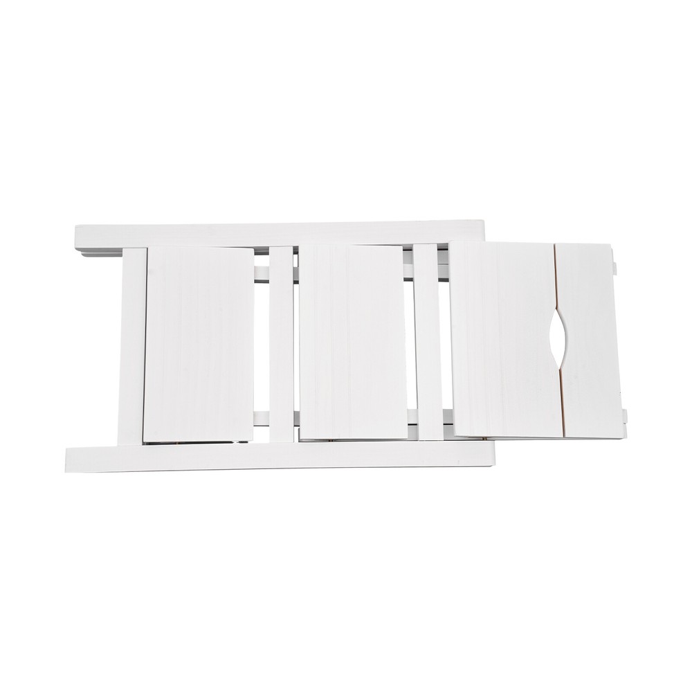 3-layer Folding Step Ladder Folding Wooden Step Stool Not Require Assembly White