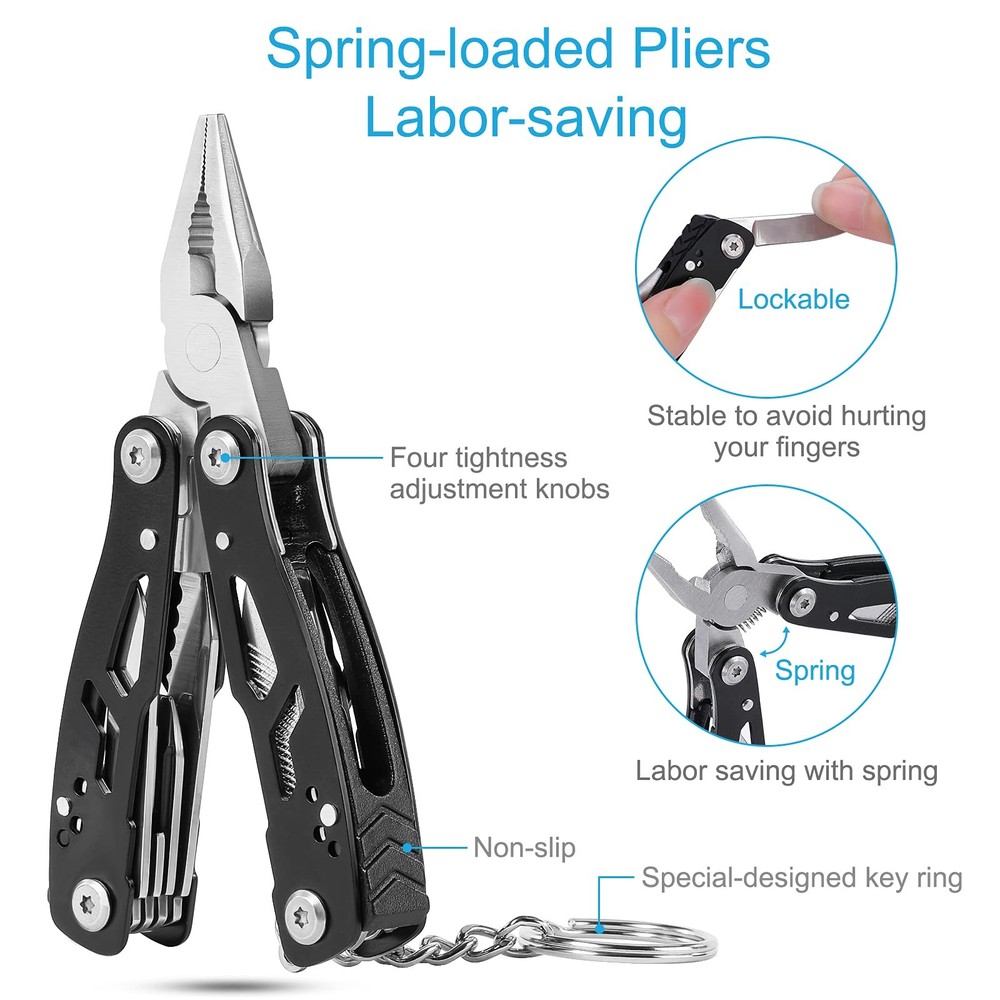 2PCS Mini Multitool Pliers 15 in 1, Handmade Multi Tool Plier, Premium Keycha...