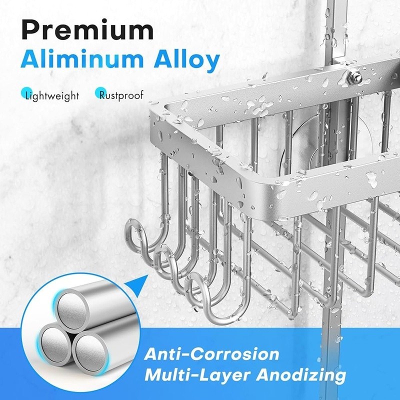 Adjustable Shower Caddy Handheld Shower Rustproof Aluminum Storage Organizer New