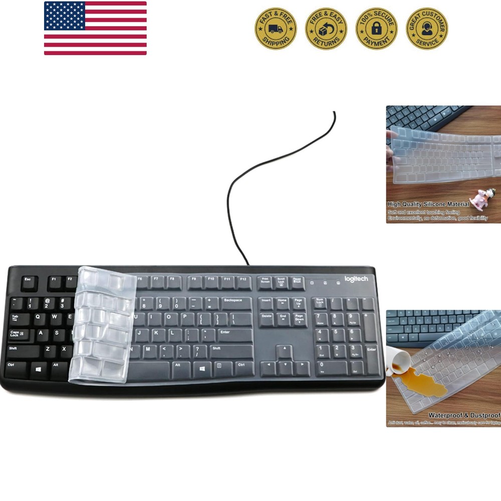 Ultra Thin Silicone Keyboard Protector，Compatible with Logitech K120 & MK120 ...