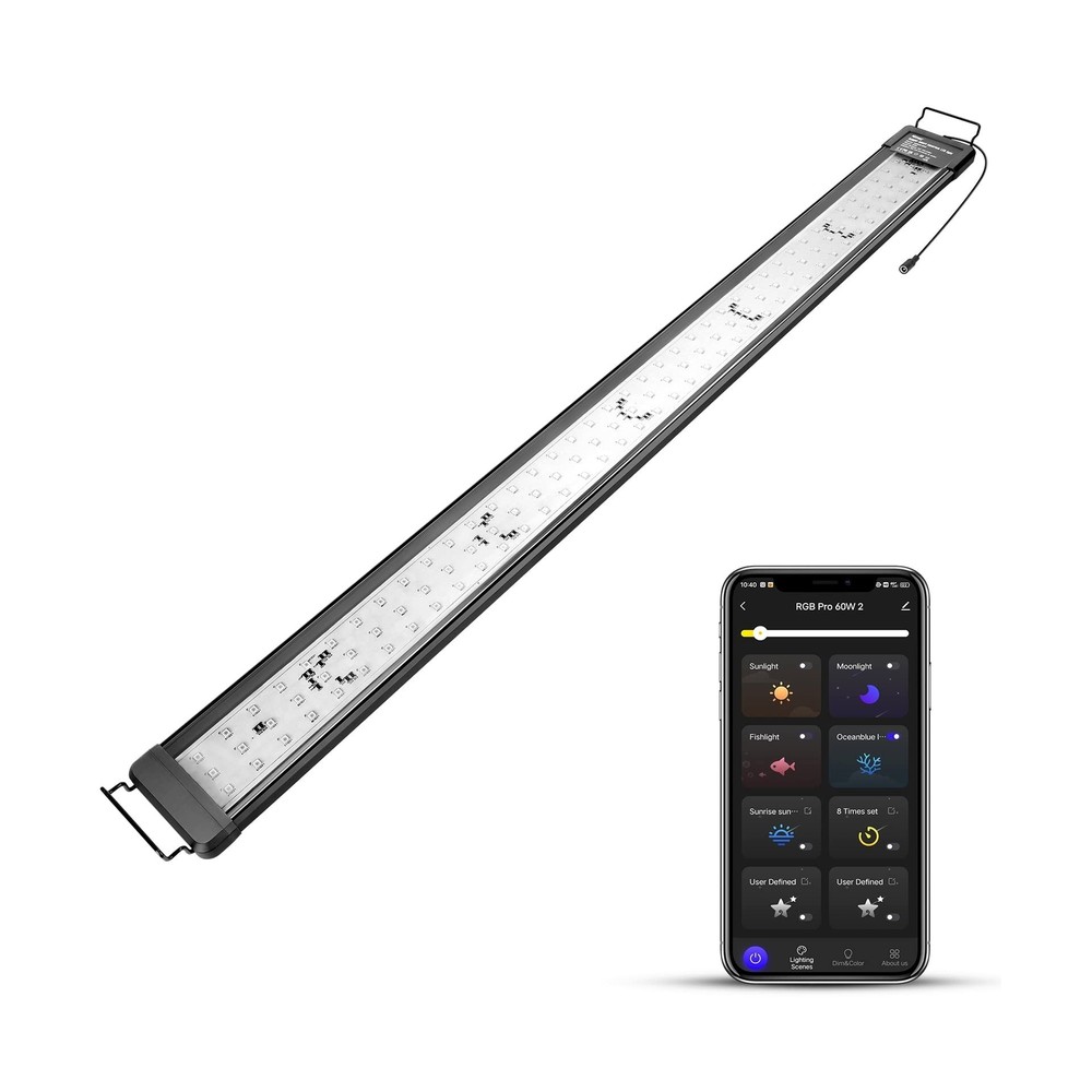 hygger 60W Smart Aquarium Light, Bluetooth LED Light with App Control, Full S...