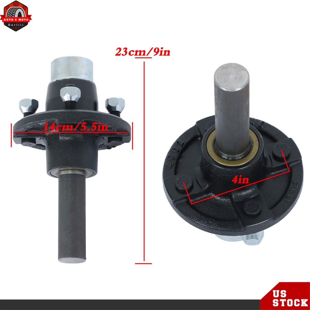 4 Sets Pre-Assembled Hub & Round BT8 Spindle Pre-Greased 4 on 4" Bolt Idler 1"