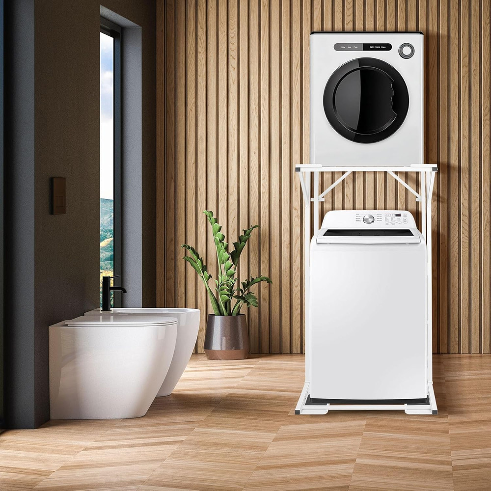 Heavy-Duty 23" Double-Layer Washer Dryer Stand for Most Models