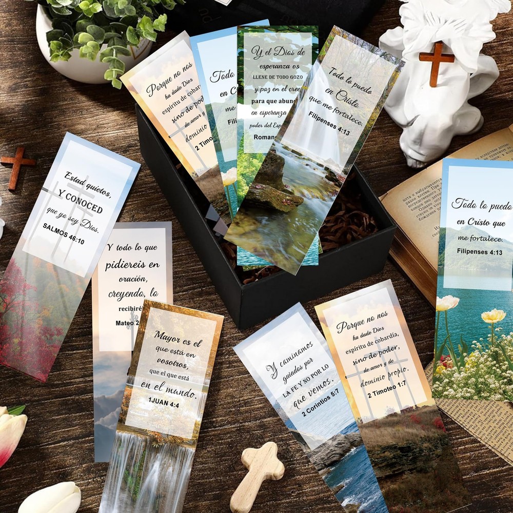 40 Pack Spanish Christian Bible Verse Bookmarks Religious Scripture Book Marks