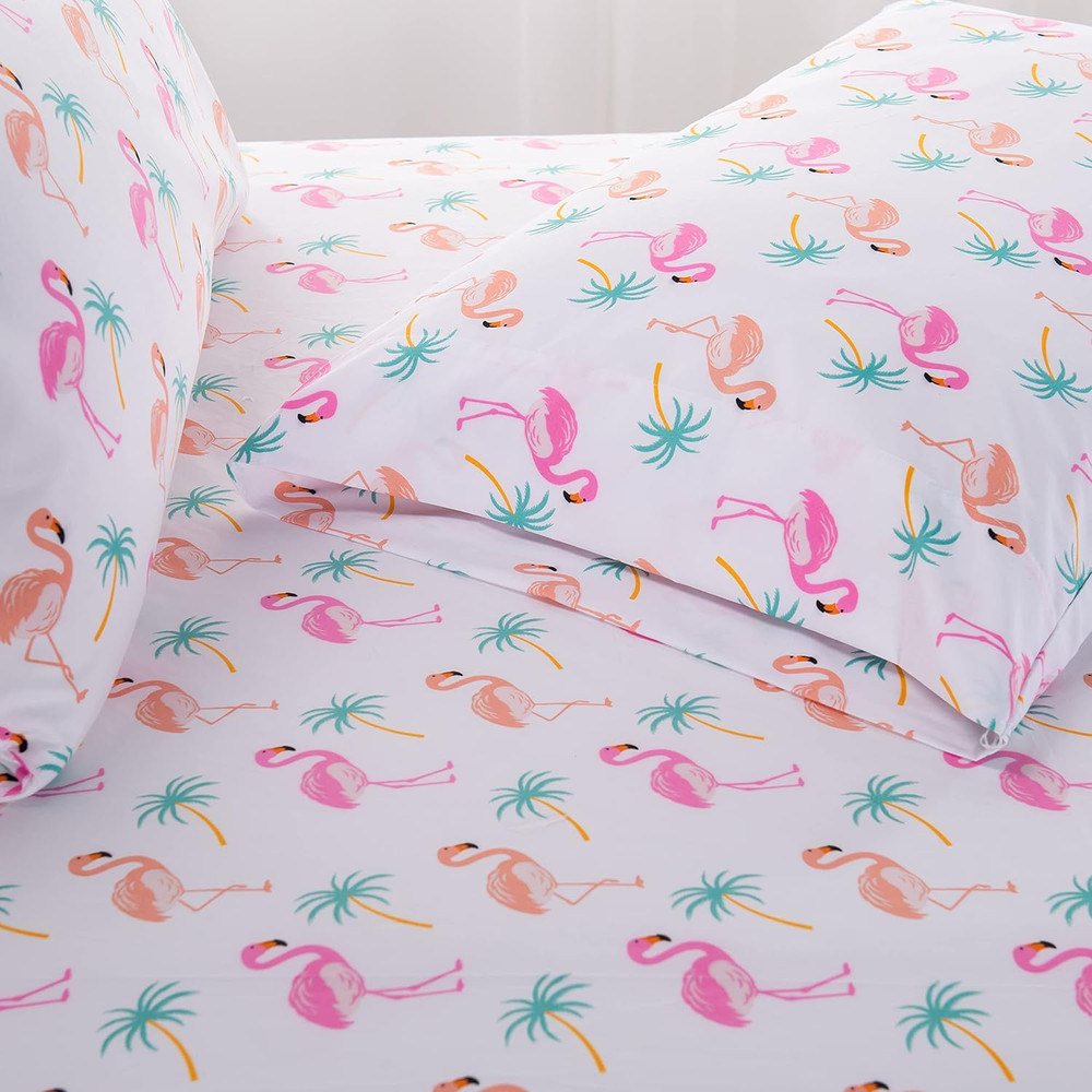 Luxury Soft Bed Sheets Flamingo Pattern - 1500 Premium Hotel Quality Microfiber