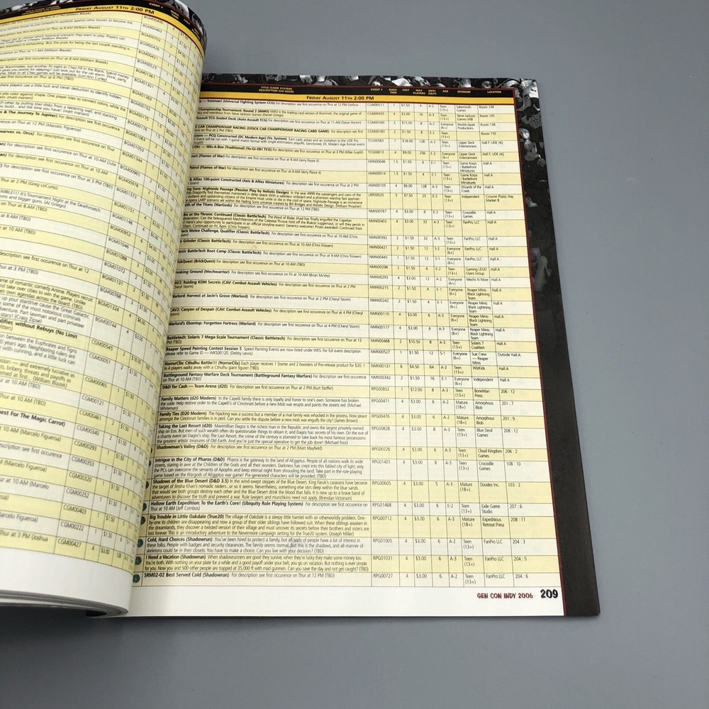 Gen Con 2006 Program Guide Book Gencon