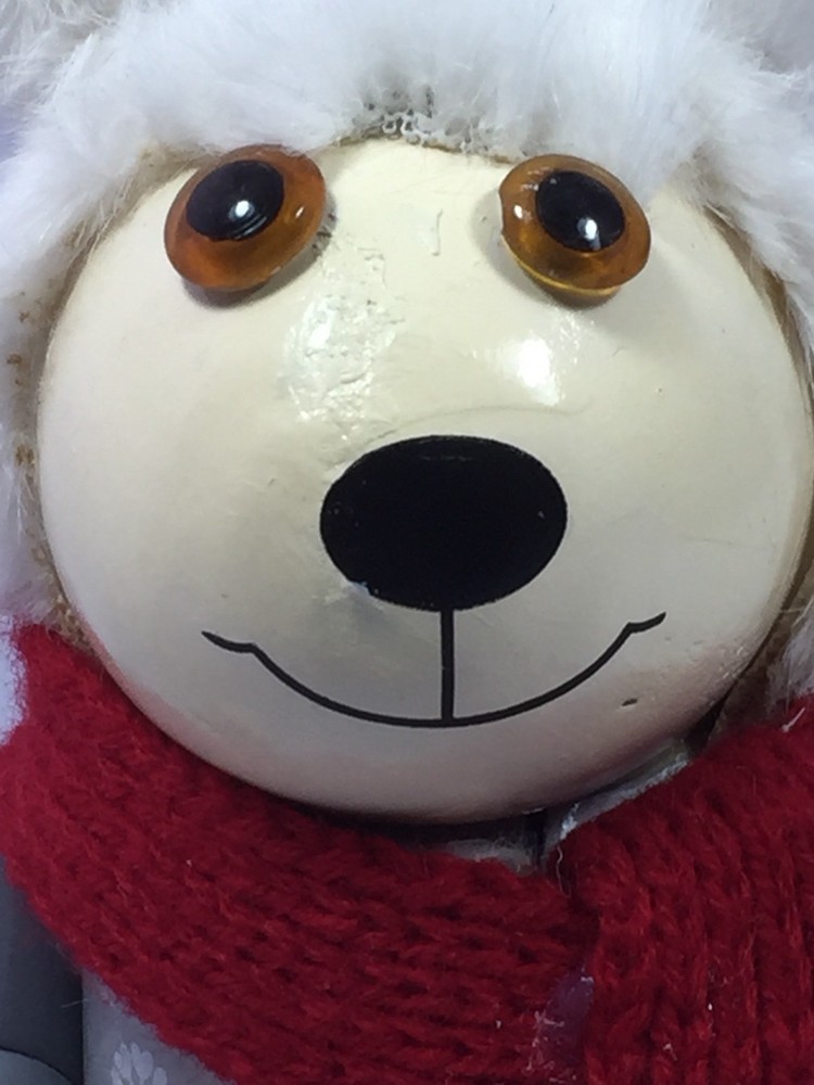 Small Wooden Bear Nutcracker With Toque Christmas Decor