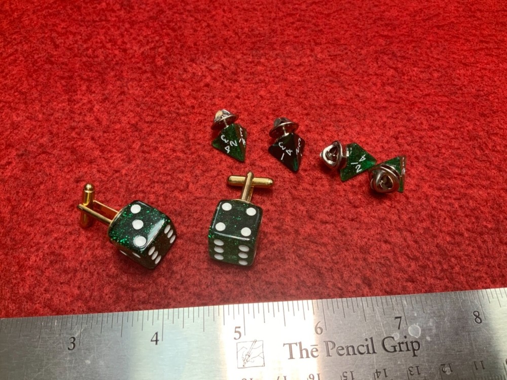 DICE PINS & CUFFLINK SET  6 PIECES