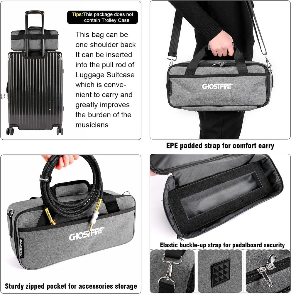 Multi-Functional Guitar Pedal Board with Storage Bag & Magic Tape – 13.7''x5.5''