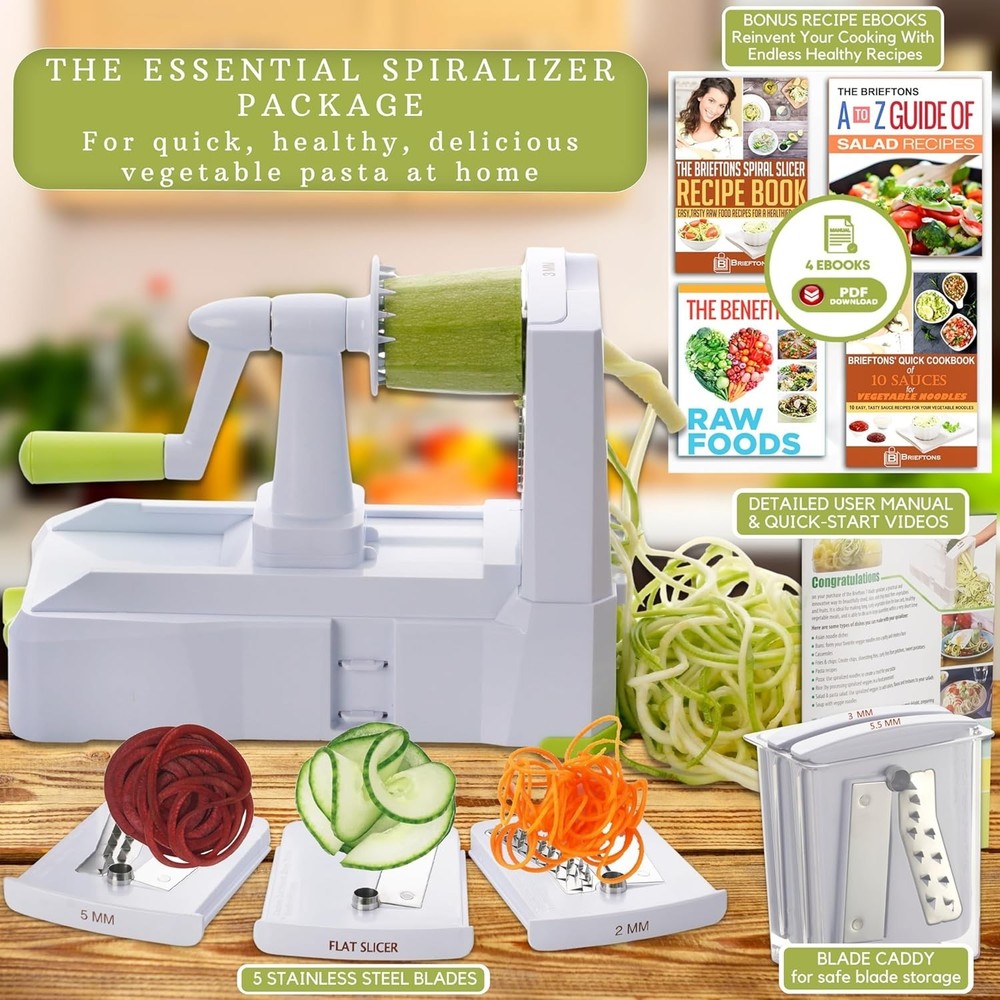 Sleek Vegetable Spiralizer with Blade Caddy: Ideal for Quick Weeknight Cooking