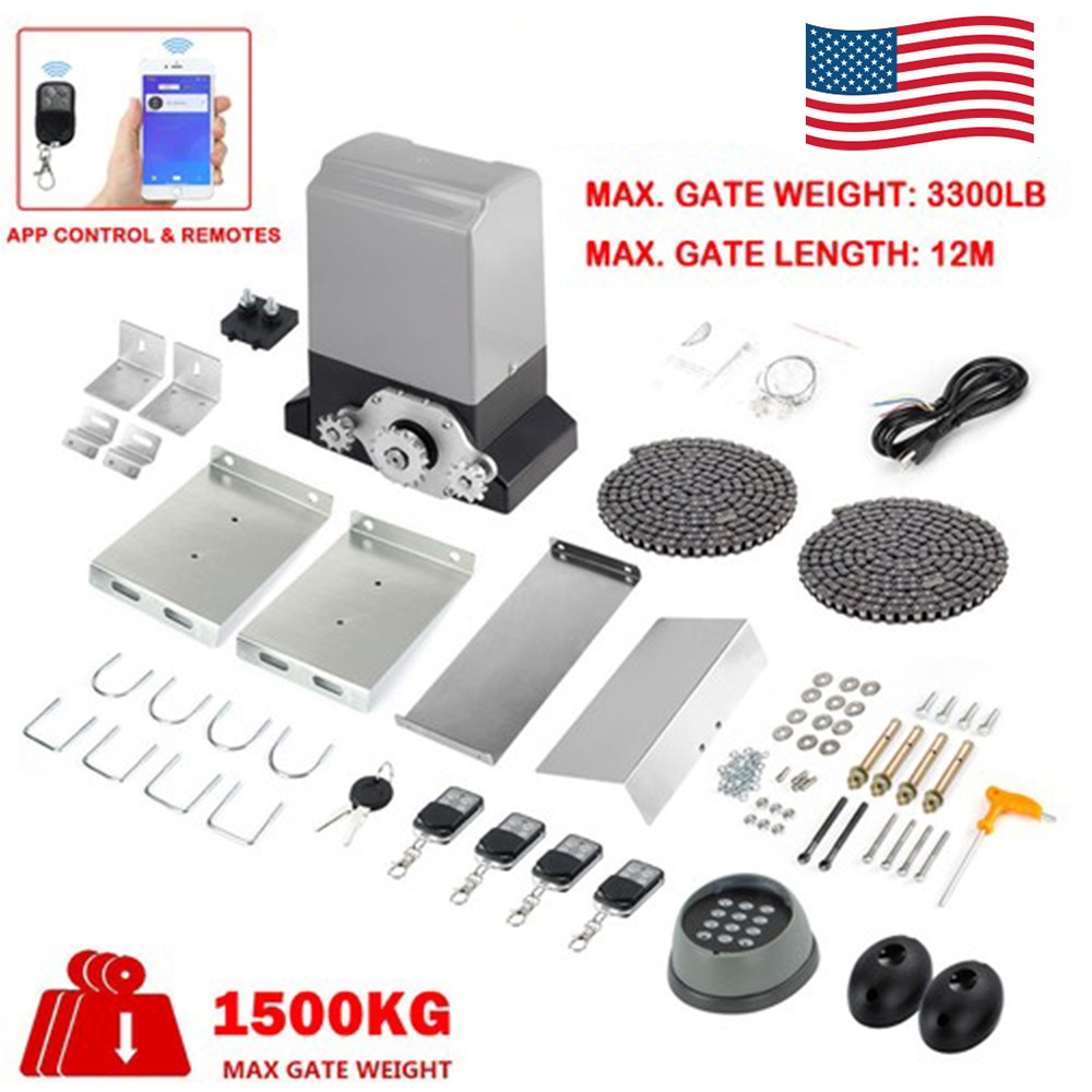 3300lb Electric Automatic Sliding Gate Opener+Keypad & 4 Remotes & APP Control