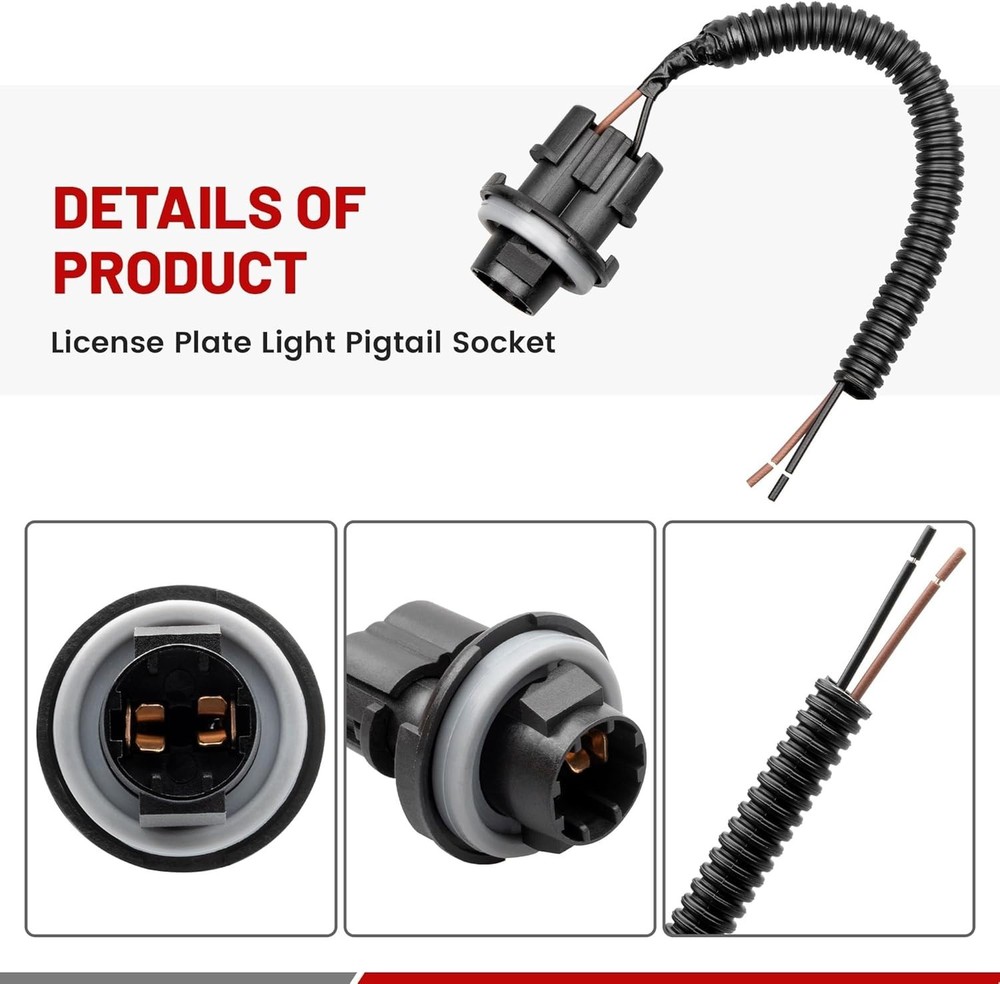 License Plate Light Socket Compatible with 2000-2013 Silverado Sierra Avalanc...