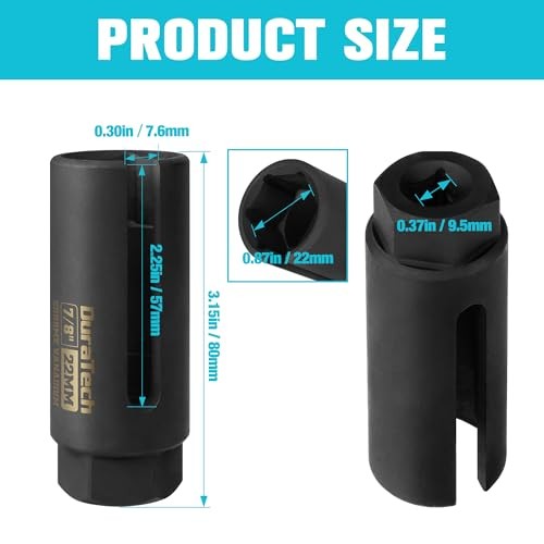 O2 Oxygen Sensor Socket 3/8" Drive x 7/8"(22mm), Oxygen Sensor Remover Tool