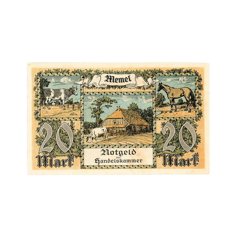 Memel 1922 P-6a 20 Mark AU-Unc.