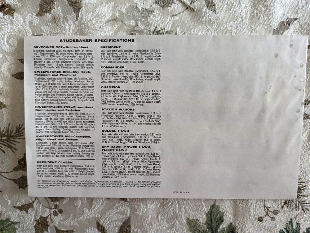 1956 Studebaker Sales Flyer (Small)