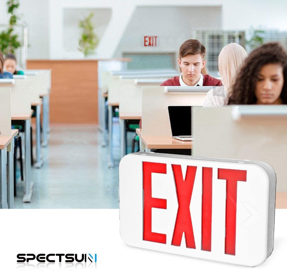 UL Listed 6 Packs Red Led Exit Sign & Exit Light with Battery Backup Combo.