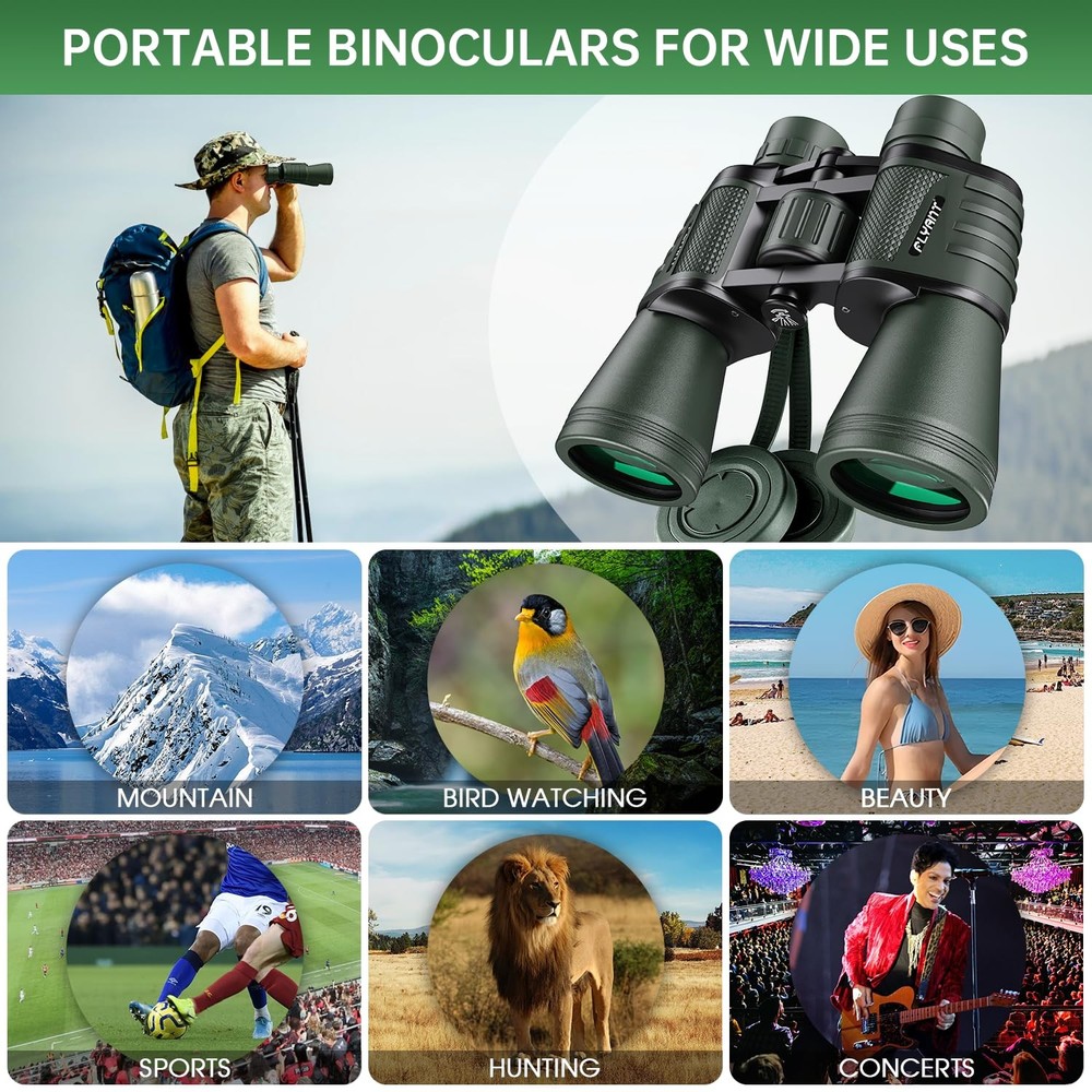 20x50 High Powered Binoculars Adults Waterproof Low Light Vision Gift