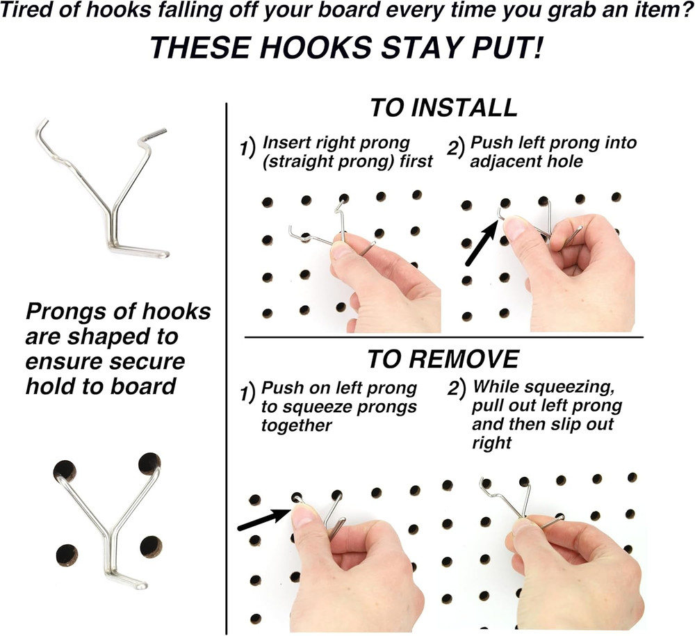 Peg Board Hooks for Hanging Tools Assortment – Tool Organization Accessories Ki