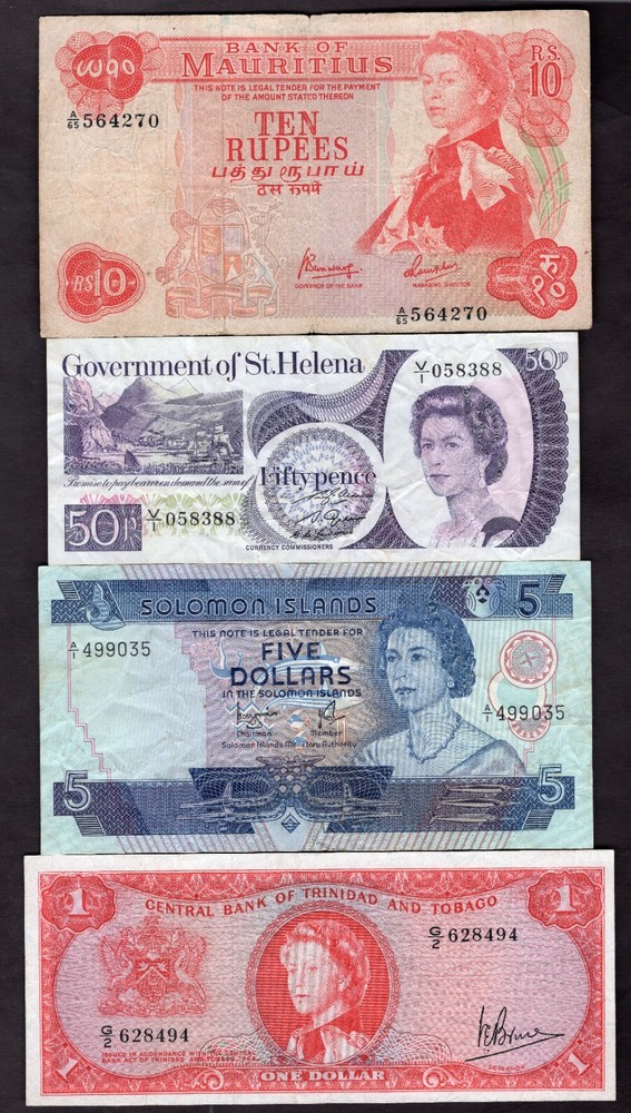 British Commonwealth. Queen Elizabeth II, 16 banknotes.