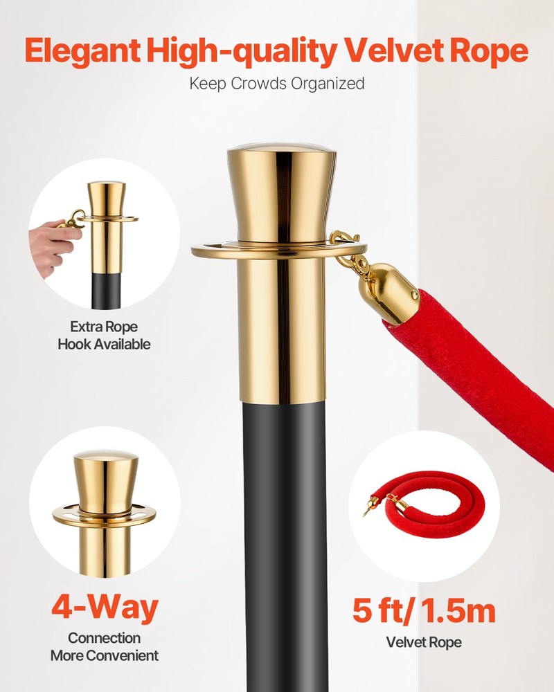 VEVOR 6Pcs Stanchion Posts Queue Barrier Crowd Control Sand Injection Base