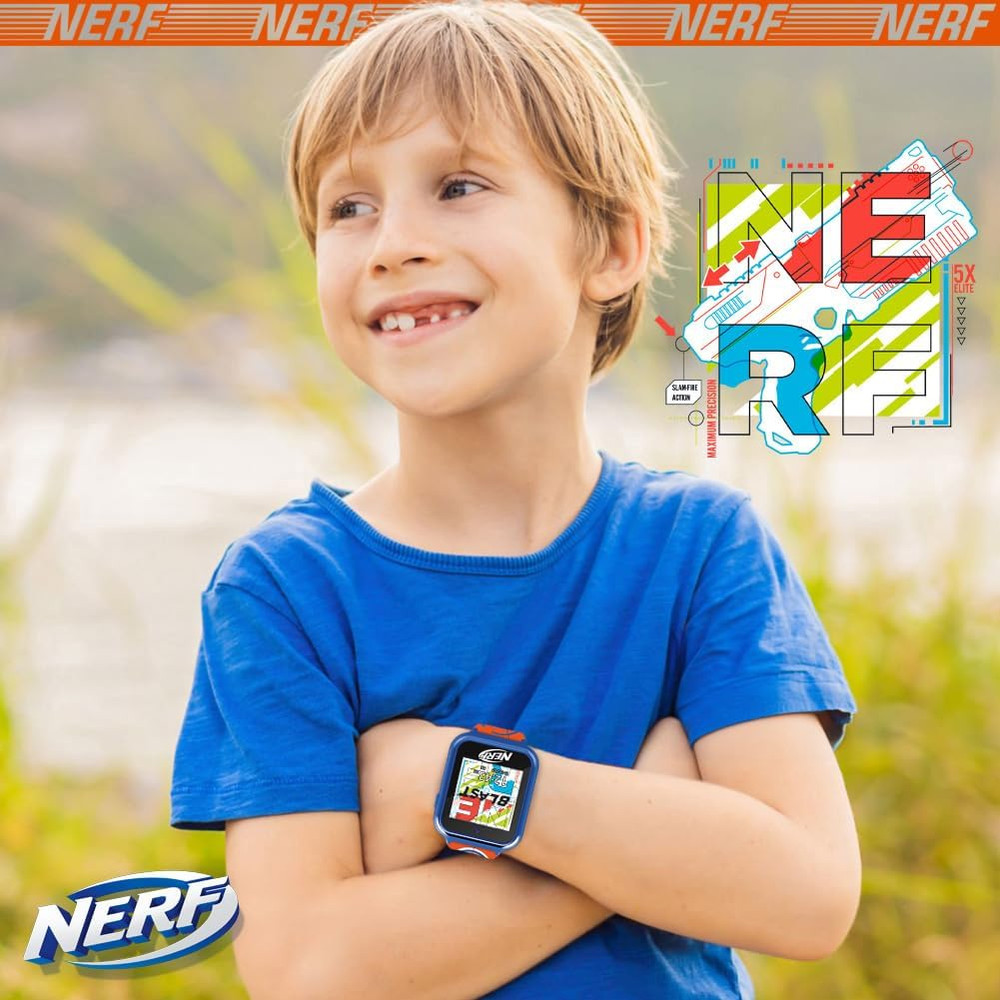 NERF Kids Smart Watch - Interactive Touchscreen with 26 Games, Camera, Step Coun