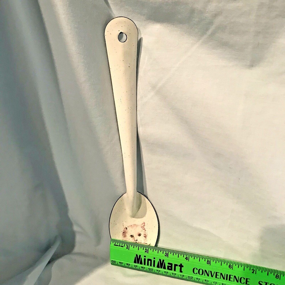 Enamelware Cat Spoon 12" Kiln Fired Daugherty Studio No chips $19.99