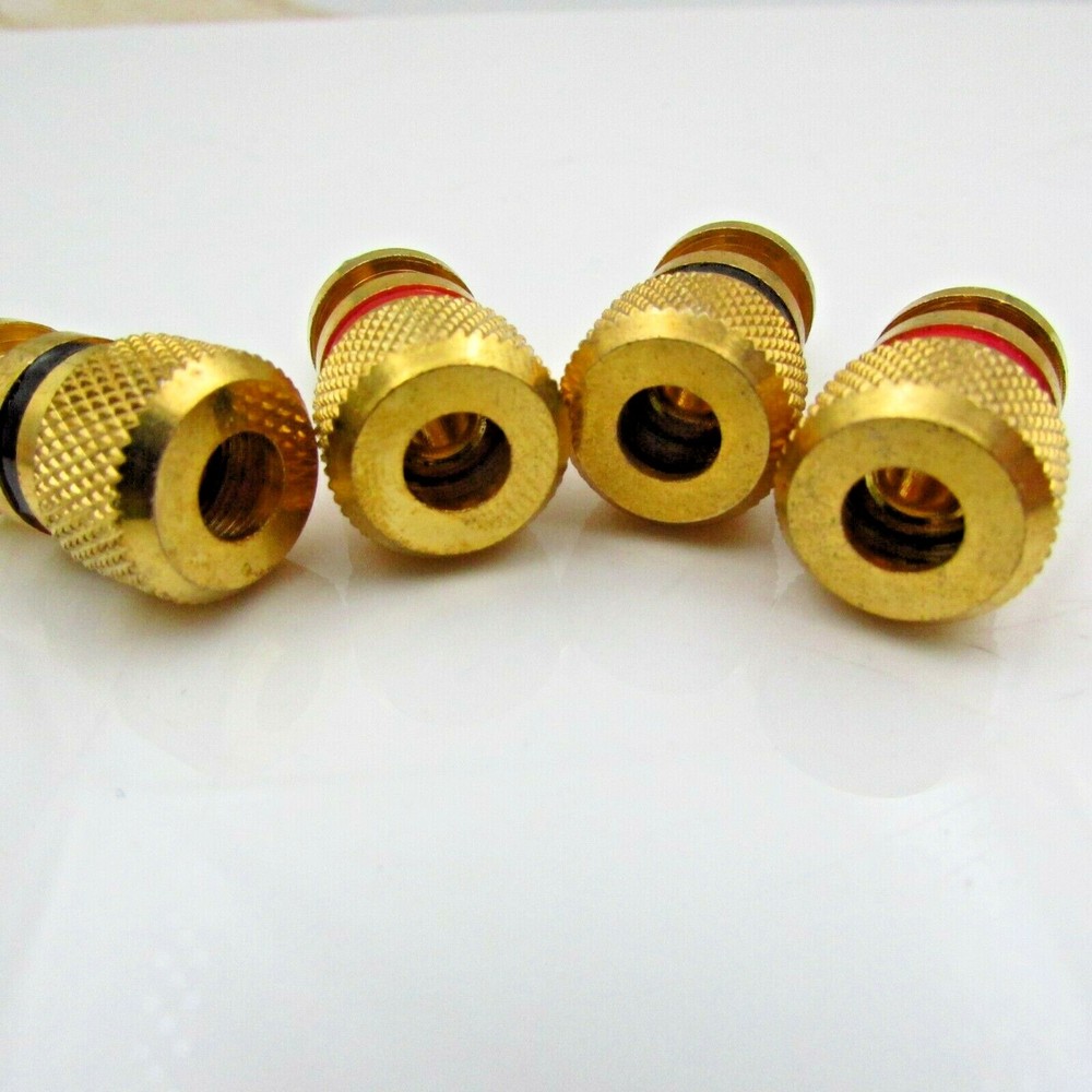 Qty 4 Solid Brass Amplifier Speaker Terminal Binding Post Banana Plug Connector