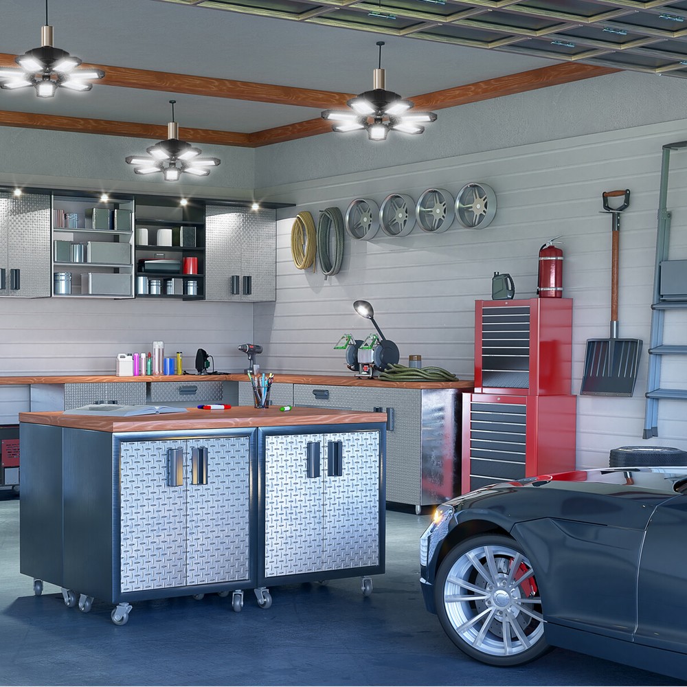 LED Garage Light 6500K Super Bright Work Shop Ceiling Light Deformable Bulb Lamp