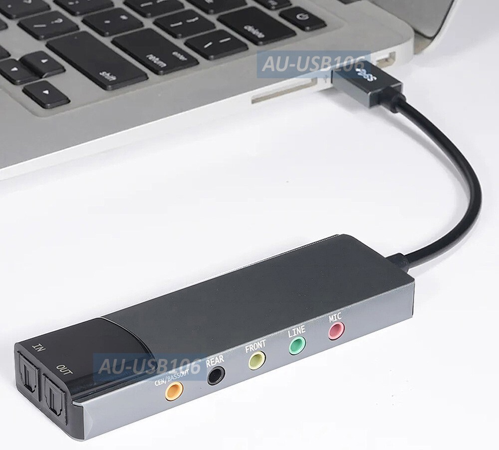 USB 5.1 Channel Surround Sound Adapter With Volume Control Optical Audio Input