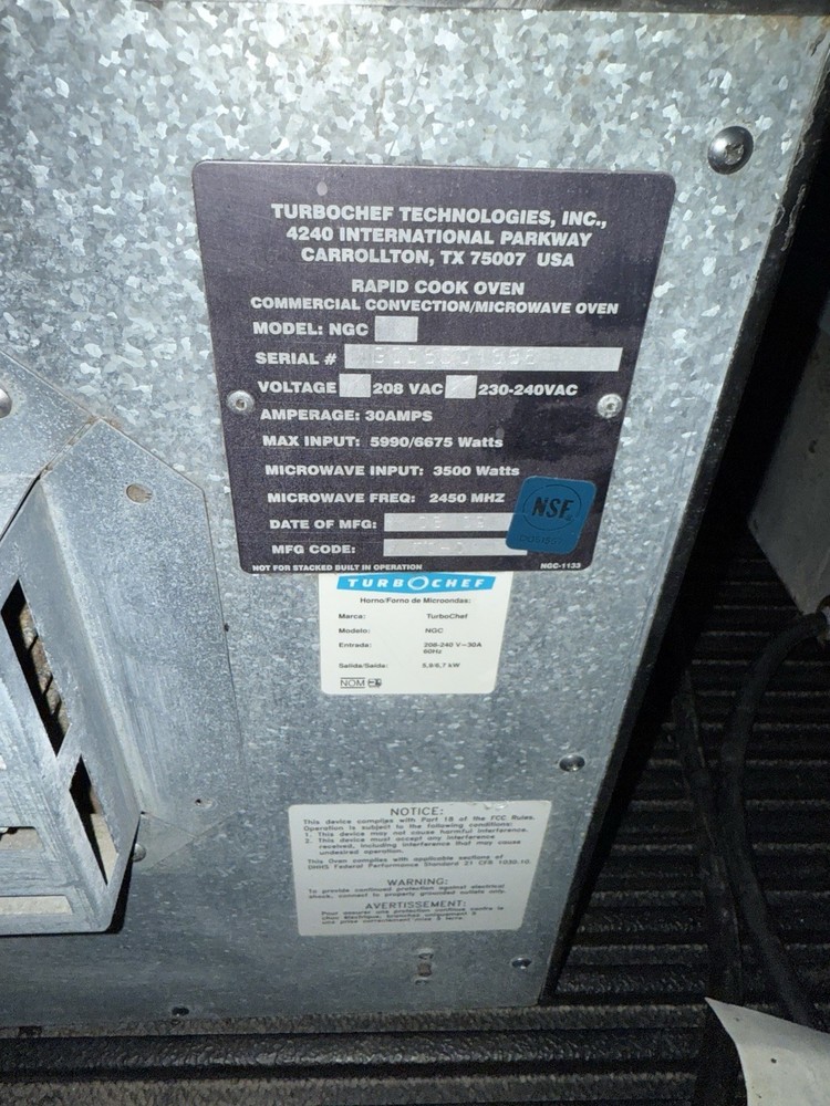 READ DESCRIPTION* TurboChef NGCD6 Tornado -Rapid Cook Ventless Oven