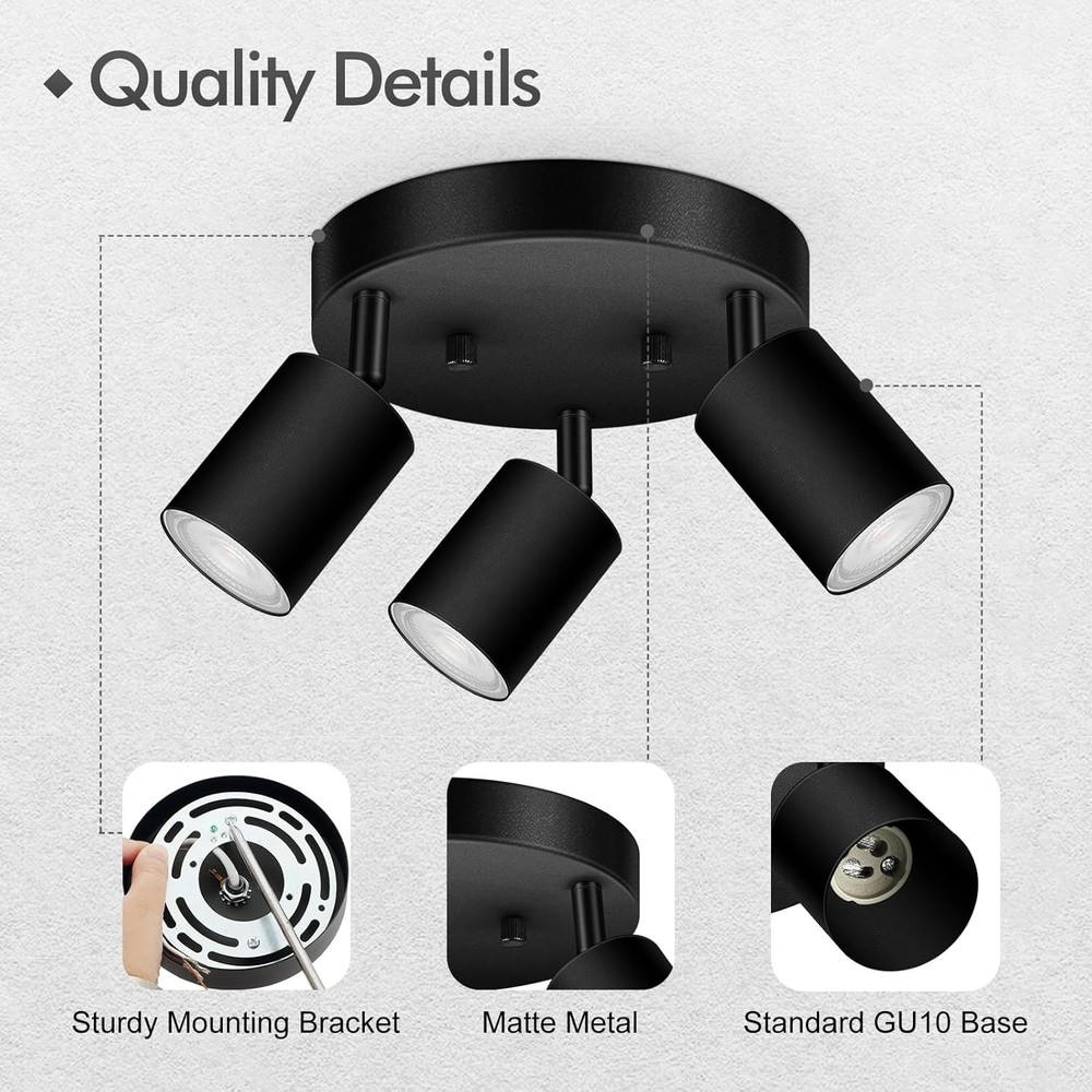 3 Light Track Lighting Fixtures Ceiling, 3-Light Black Lighting,