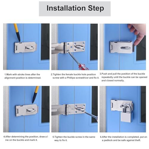 2 Pack Door Hasp Latch Lock with Combination Lock&Keys Lock, 5 Inch 304