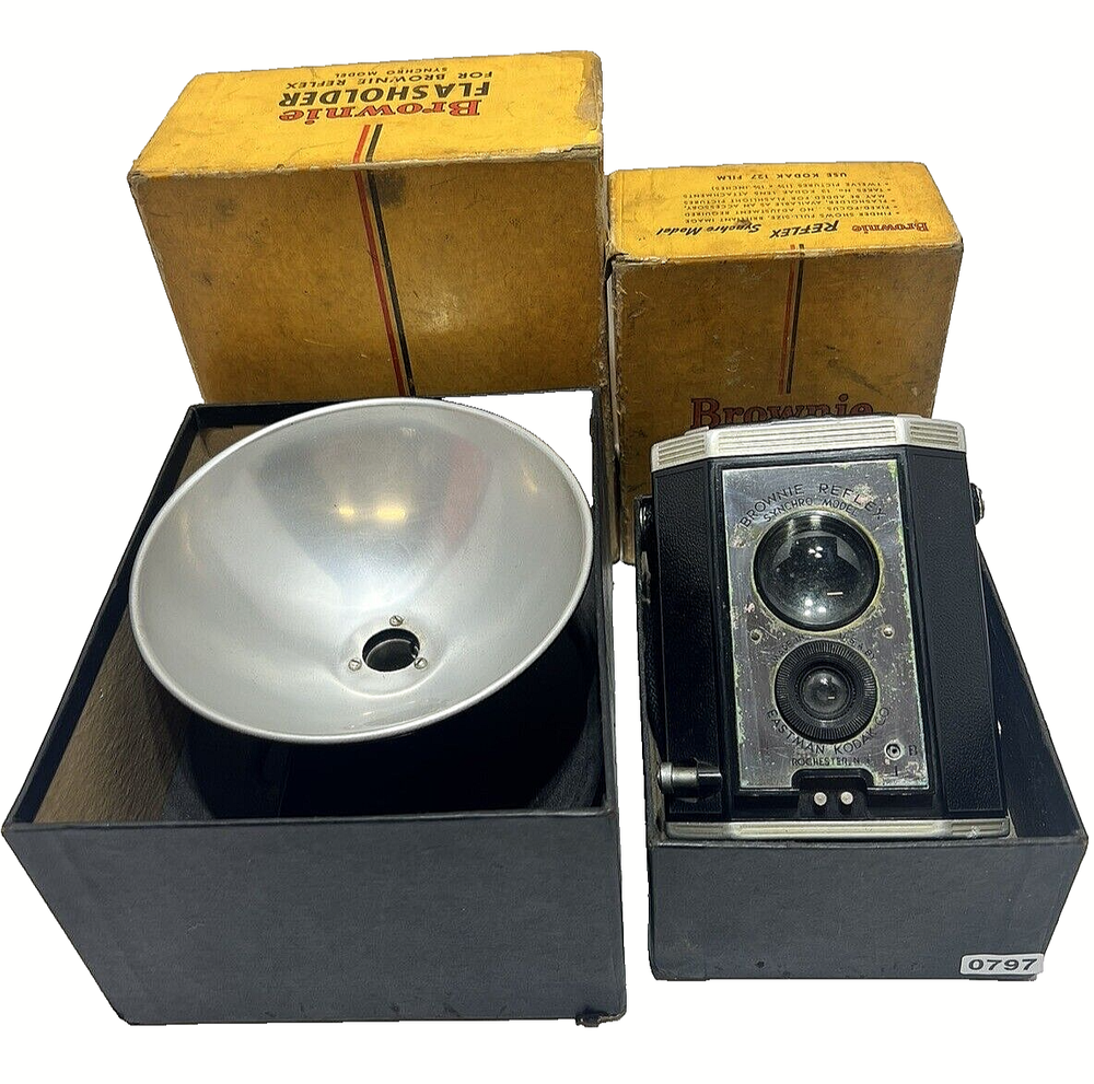 Kodak Brownie Reflex Synchro Model Camera with Flashholder in Box
