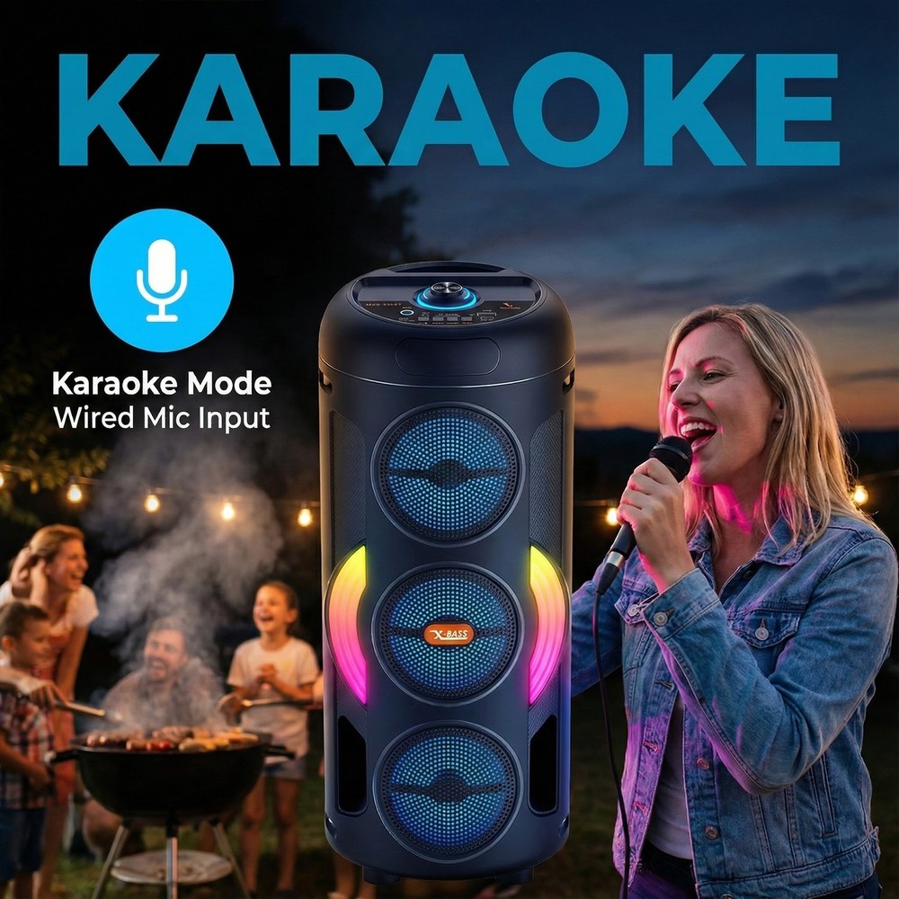 BT Party Bluetooth Speaker System Big Led Portable Stereo Tailgate Loud